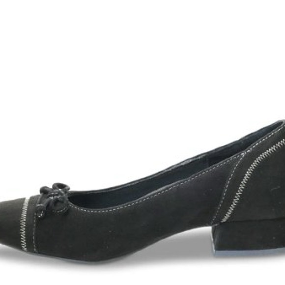 David Tate Heritage black suede square toe pump with block heel 7.5 W - Picture 4 of 16